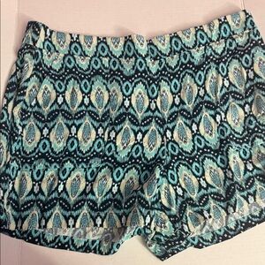 Patterned Blue and Black Women Shorts